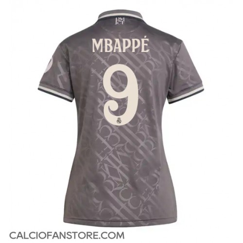 Maglia Calcio Real Madrid Kylian Mbappe #9 Terza Divisa Donna 2024-25 Manica Corta